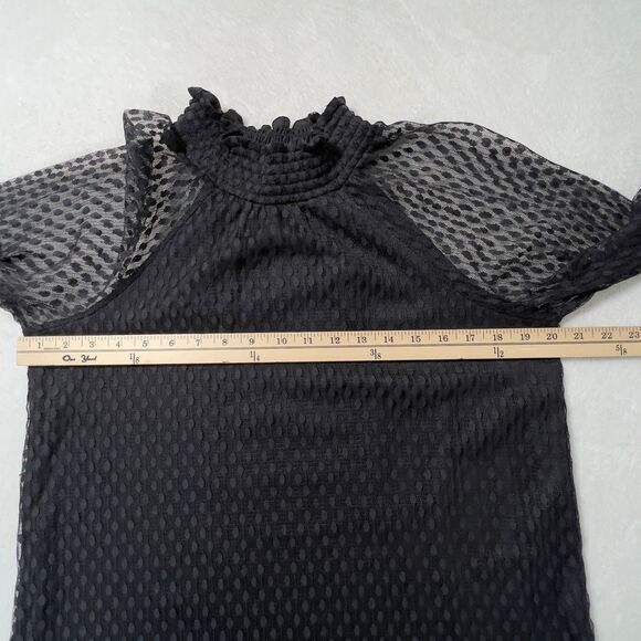 Nina Leonard Sheer Lace Overlay Mock Neck Sheath Dress Sz L Black Long Sleeve - Picture 15 of 16